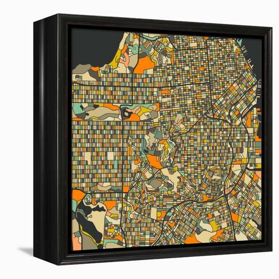 San Francisco Map-Blue Jazzberry-Framed Stretched Canvas