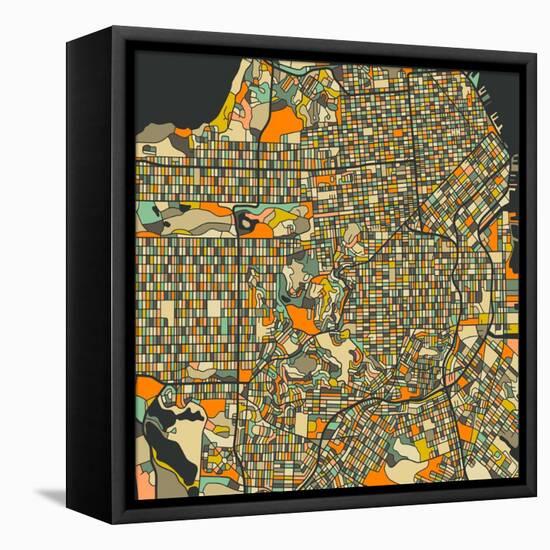 San Francisco Map-Blue Jazzberry-Framed Stretched Canvas