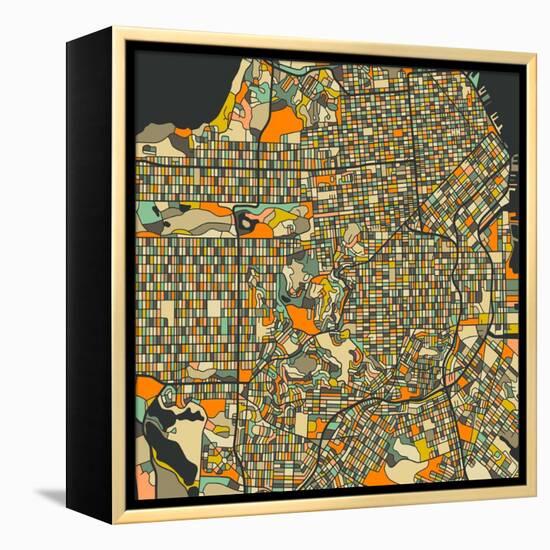 San Francisco Map-Blue Jazzberry-Framed Stretched Canvas