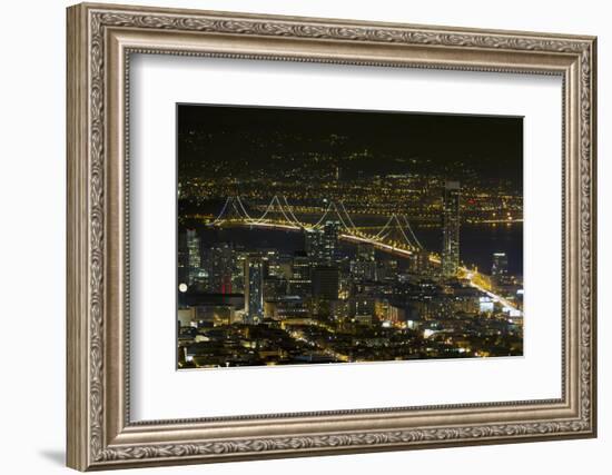 San Francisco Oakland Bay Bridge at Night-jpldesigns-Framed Photographic Print