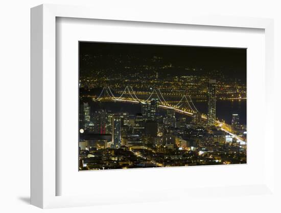 San Francisco Oakland Bay Bridge at Night-jpldesigns-Framed Photographic Print