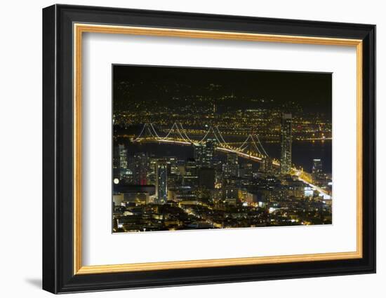 San Francisco Oakland Bay Bridge at Night-jpldesigns-Framed Photographic Print