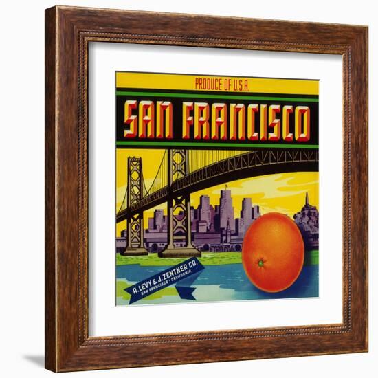 San Francisco Orange Label - San Francisco, CA-Lantern Press-Framed Art Print