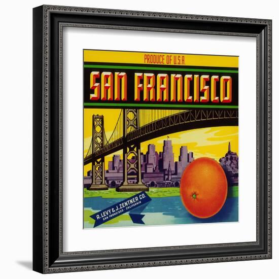 San Francisco Orange Label - San Francisco, CA-Lantern Press-Framed Art Print