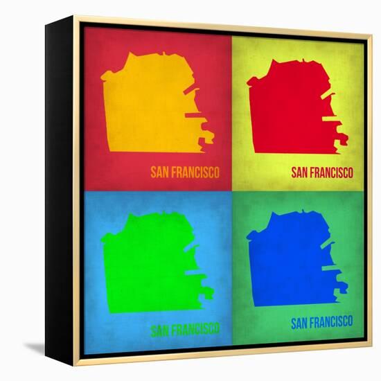 San Francisco Pop Art Map 1-NaxArt-Framed Stretched Canvas