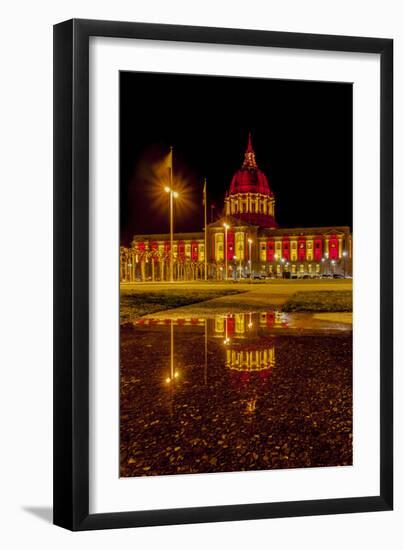 San Francisco's City Hall The Night Before The Nfc Championship Game 2012-Joe Azure-Framed Photographic Print