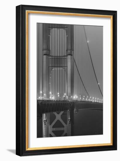 San Francisco's Golden Gate Bridge Tower In B&W With Streelight Illuminated-Joe Azure-Framed Photographic Print