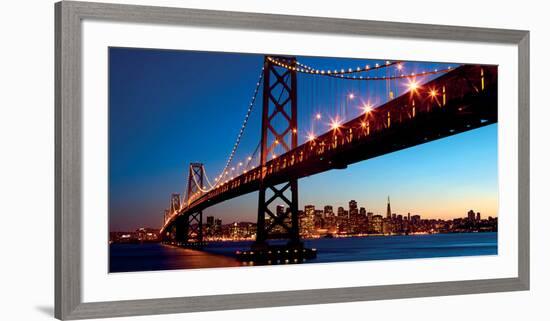 San Francisco Skyline and Bay Bridge at Sunset-California-Dibrova-Framed Art Print