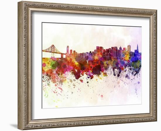 San Francisco Skyline in Watercolor Background-paulrommer-Framed Art Print