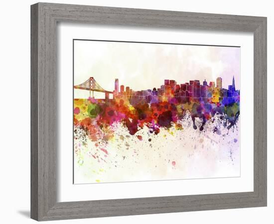San Francisco Skyline in Watercolor Background-paulrommer-Framed Art Print