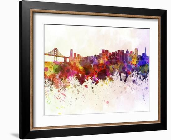 San Francisco Skyline in Watercolor Background-paulrommer-Framed Art Print