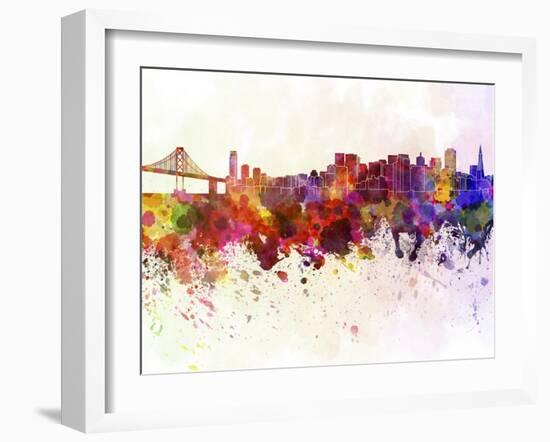 San Francisco Skyline in Watercolor Background-paulrommer-Framed Art Print