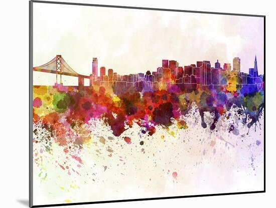 San Francisco Skyline in Watercolor Background-paulrommer-Mounted Art Print