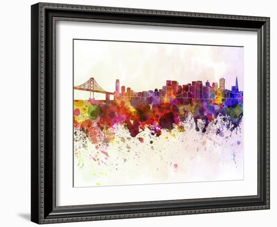 San Francisco Skyline in Watercolor Background-paulrommer-Framed Art Print