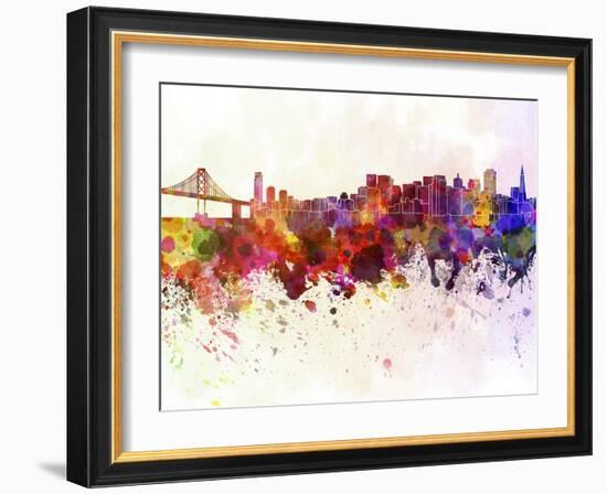 San Francisco Skyline in Watercolor Background-paulrommer-Framed Art Print