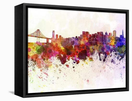 San Francisco Skyline in Watercolor Background-paulrommer-Framed Stretched Canvas