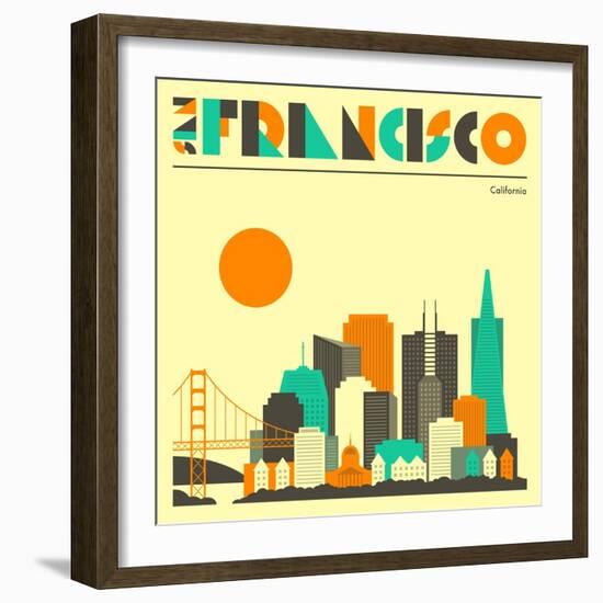 San Francisco Skyline-Jazzberry Blue-Framed Art Print