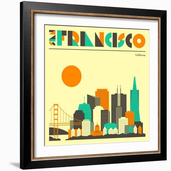 San Francisco Skyline-Jazzberry Blue-Framed Art Print