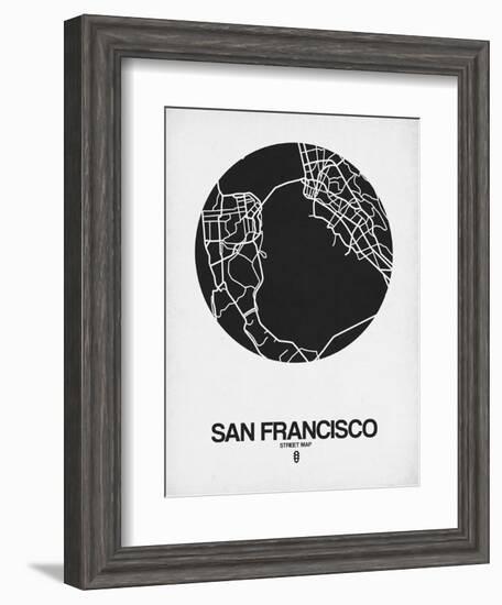 San Francisco Street Map Black on White-NaxArt-Framed Art Print