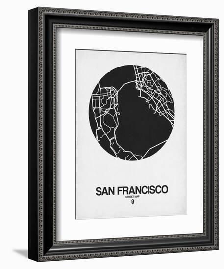 San Francisco Street Map Black on White-NaxArt-Framed Art Print