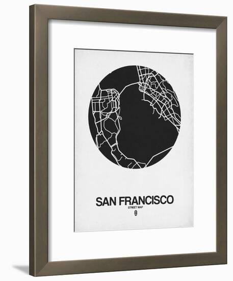 San Francisco Street Map Black on White-NaxArt-Framed Art Print