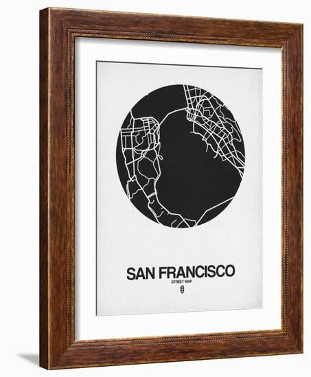 San Francisco Street Map Black on White-NaxArt-Framed Art Print