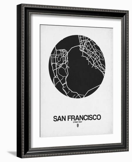 San Francisco Street Map Black on White-NaxArt-Framed Art Print