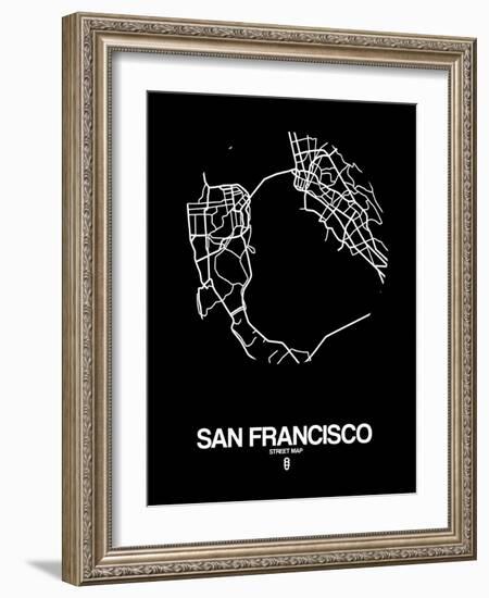 San Francisco Street Map Black-NaxArt-Framed Art Print