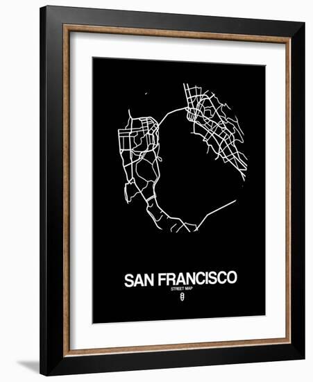 San Francisco Street Map Black-NaxArt-Framed Art Print