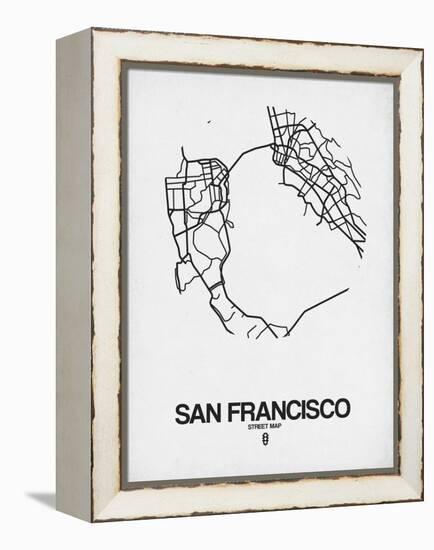 San Francisco Street Map White-NaxArt-Framed Stretched Canvas