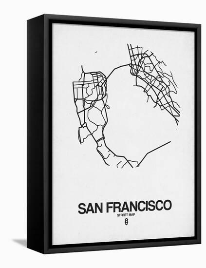 San Francisco Street Map White-NaxArt-Framed Stretched Canvas