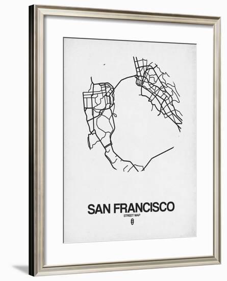 San Francisco Street Map White-NaxArt-Framed Art Print