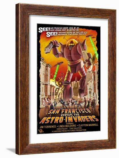 San Francisco vs. The Astro-Invaders-Lantern Press-Framed Art Print