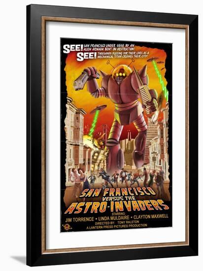 San Francisco vs. The Astro-Invaders-Lantern Press-Framed Art Print