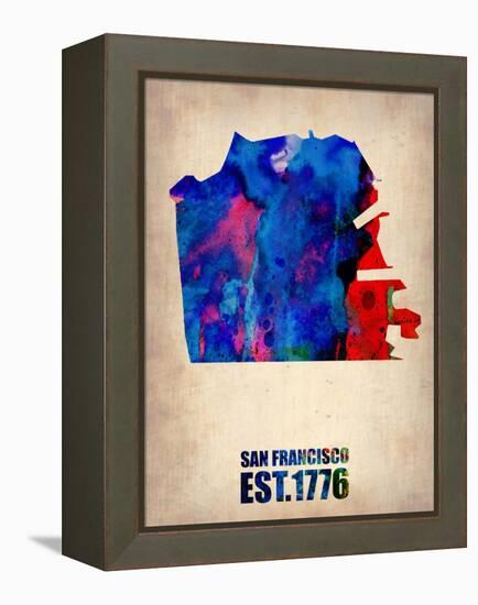 San Francisco Watercolor Map-NaxArt-Framed Stretched Canvas
