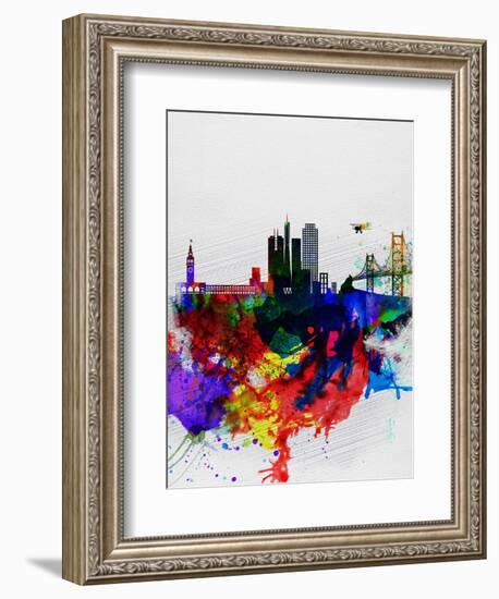 San Francisco Watercolor Skyline 1-NaxArt-Framed Art Print