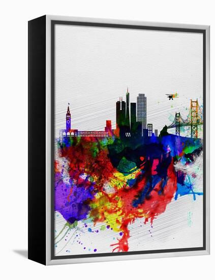 San Francisco Watercolor Skyline 1-NaxArt-Framed Stretched Canvas