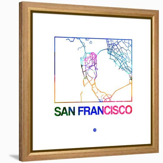 San Francisco Watercolor Street Map-NaxArt-Framed Stretched Canvas