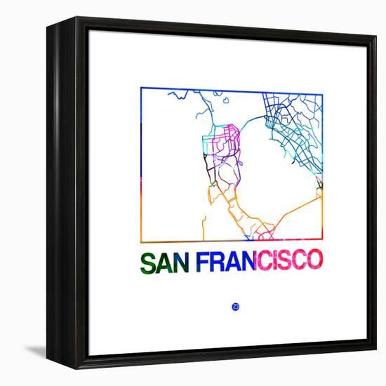 San Francisco Watercolor Street Map-NaxArt-Framed Stretched Canvas