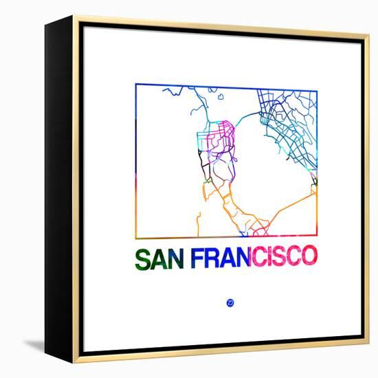 San Francisco Watercolor Street Map-NaxArt-Framed Stretched Canvas
