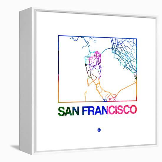 San Francisco Watercolor Street Map-NaxArt-Framed Stretched Canvas