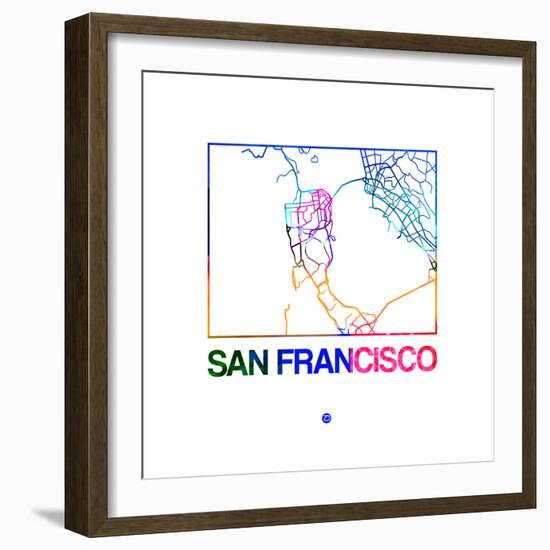 San Francisco Watercolor Street Map-NaxArt-Framed Premium Giclee Print