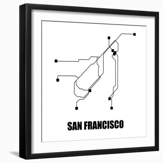 San Francisco White Subway Map-null-Framed Art Print