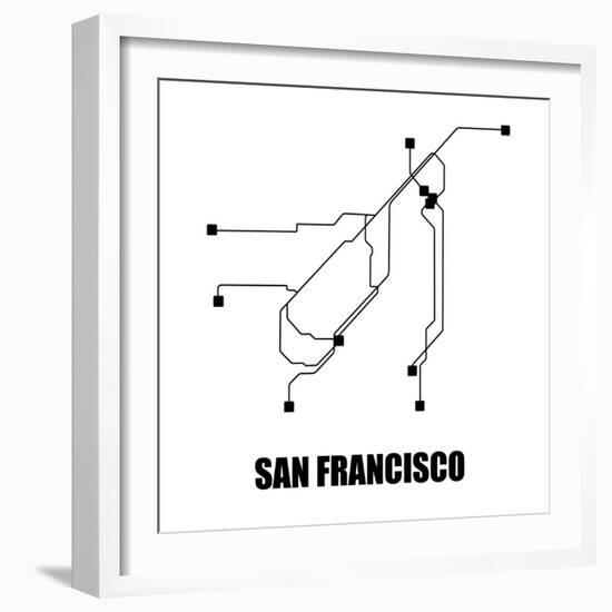 San Francisco White Subway Map-null-Framed Art Print