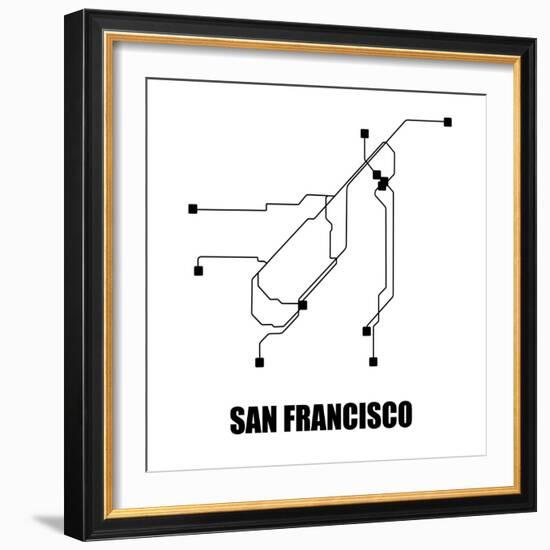 San Francisco White Subway Map-null-Framed Art Print