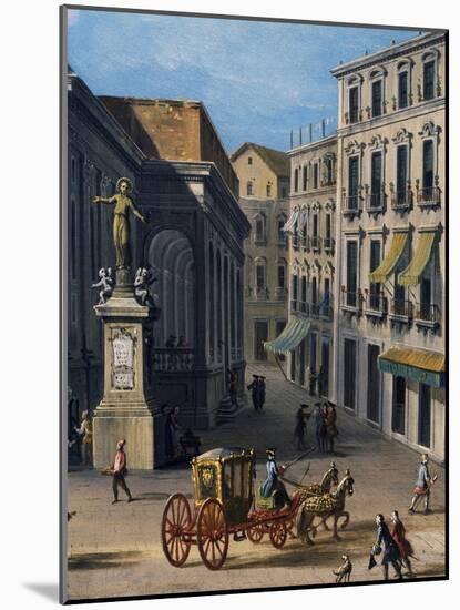 San Gaetano Square in Naples, Detail of Carriage, Antonio Joli (1700-1777)-null-Mounted Giclee Print