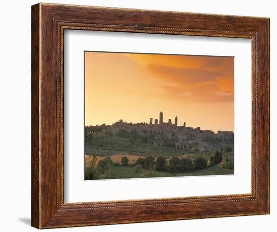 San Gimignano at Sunset, Siena Province, Tuscany, Italy, Europe-Sergio Pitamitz-Framed Photographic Print