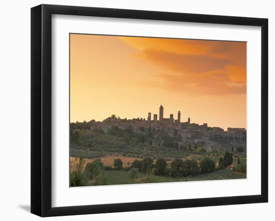 San Gimignano at Sunset, Siena Province, Tuscany, Italy, Europe-Sergio Pitamitz-Framed Photographic Print