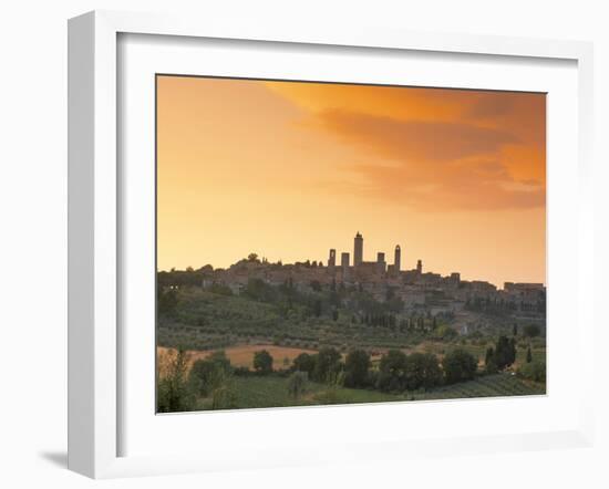 San Gimignano at Sunset, Siena Province, Tuscany, Italy, Europe-Sergio Pitamitz-Framed Photographic Print