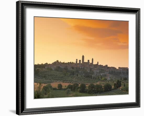 San Gimignano at Sunset, Siena Province, Tuscany, Italy, Europe-Sergio Pitamitz-Framed Photographic Print